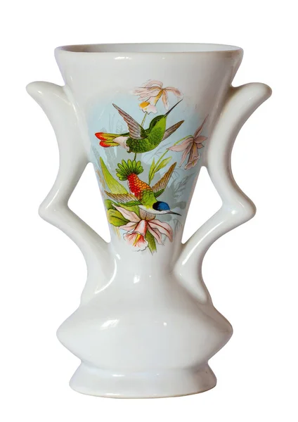 Vintage French Wedding Vase Aus Weißem Und Goldenem Porzellan Aus — Stockfoto