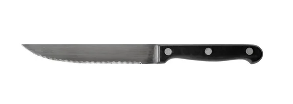 黒いハンドルを白い背景で隔離のステーキ ナイフ — ストック写真
