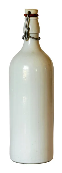 Белая Антикварная Бутылка Камня Белом Фоне — стоковое фото