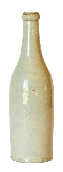 Белая Антикварная Бутылка Камня Белом Фоне — стоковое фото