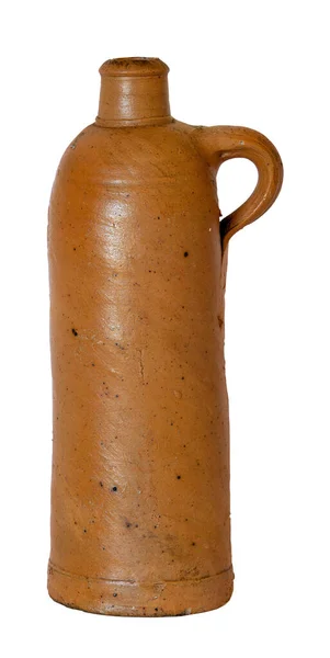 Bruin Antiek Aardewerk Terracotta Fles Geïsoleerd Witte Achtergrond — Stockfoto