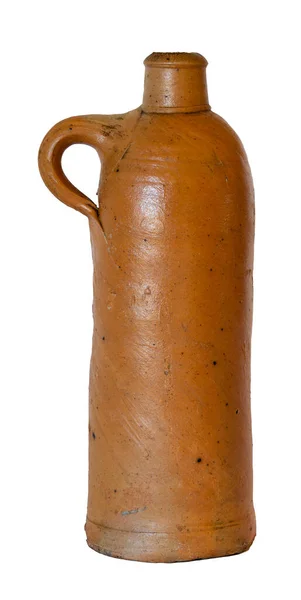 Marrone Gres Antico Bottiglia Terracotta Isolata Sfondo Bianco — Foto Stock