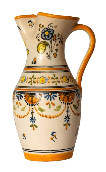 Französischer Krug Keramikkrug Oder Wasserkrug Mit Provenzalischer Dekoration Isoliert Auf — Stockfoto