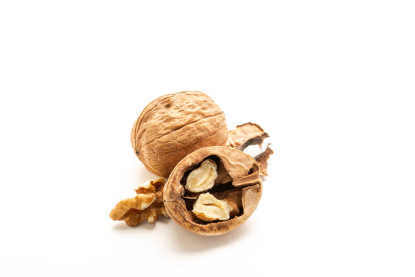 Open walnut, isolated on white background