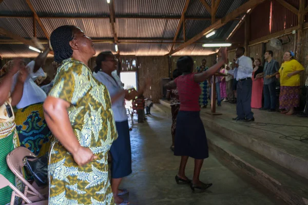 Nahaufnahme Einer Erwachsenen Afrikanischen Frauengemeinde Gottesdienst Pfingstsonntag Die Andacht Und — Stockfoto