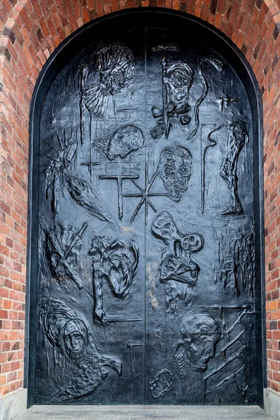 Rokilde Danemark Juin 2015 Détail Porte Cathédrale Luthérienne Roskilde Construite — Photo