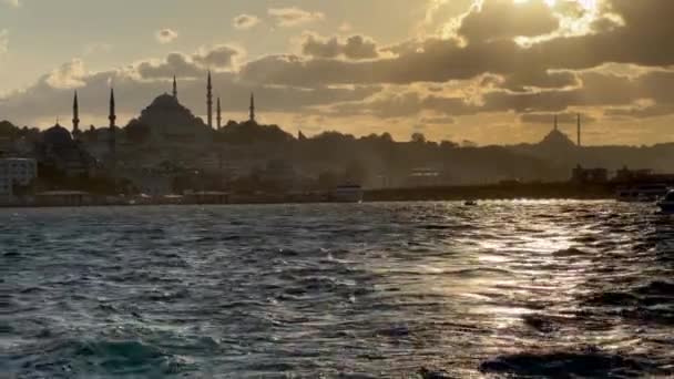 Istanbul Turchia Settembre 2023 Sarayburnu Vista Dalla Gita Barca — Video Stock