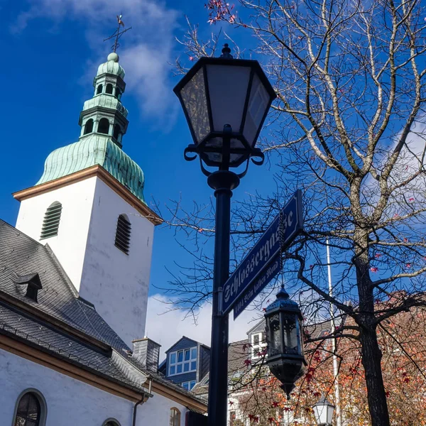Gereja Bersejarah Mary Dan Lentera Pusat Kota Siegen — Stok Foto