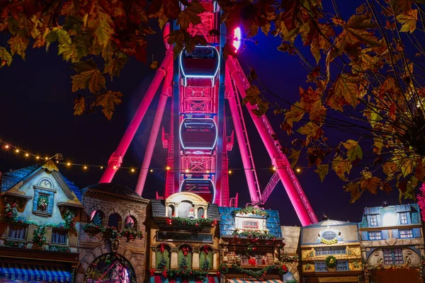 Christmas Market Booths Ferris Wheel Dusseldorf — Stock Photo, Image