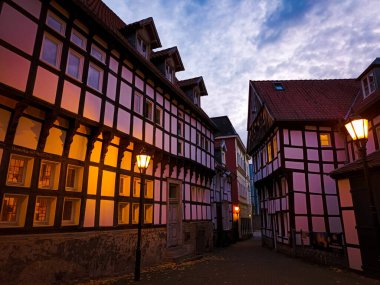 Hattingen 'in tarihi merkezinde akşam havası