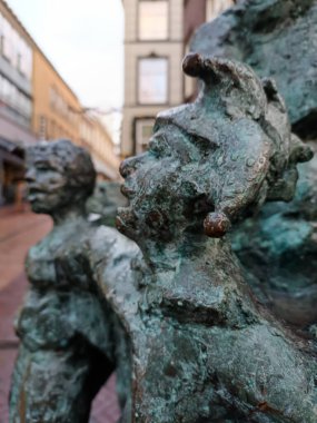 Two sculptures in the pedestrian zone in downtown Roermond