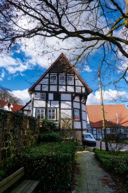 Historical half-timbered witch house in the old centre of Tecklenburg