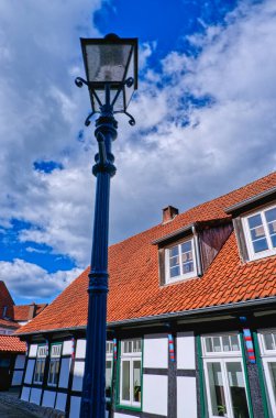 Blue lantern in the historical old town of Tecklenburg