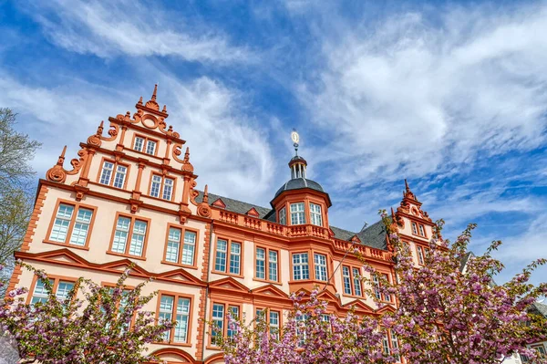 Historical Colorful Facade Market Square Old Centre Mainz Spring — Stock Photo, Image