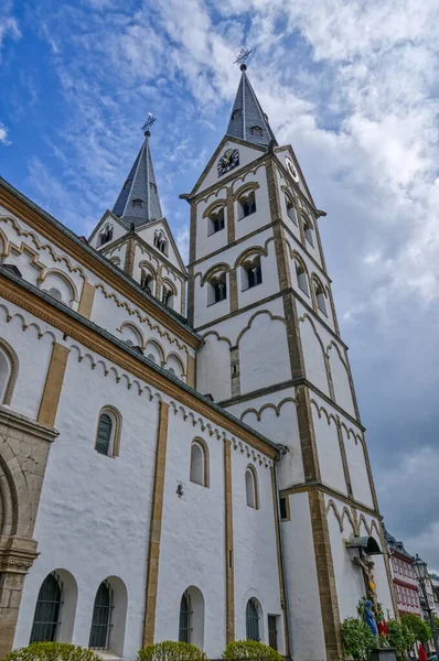 Dua Menara Gereja Bersejarah Boppard — Stok Foto