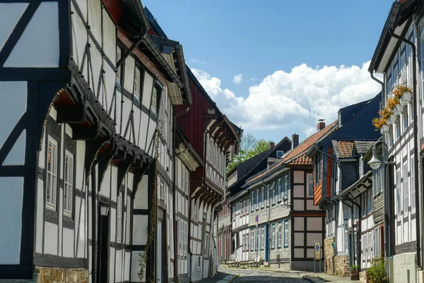 Historické Zpola Roubené Domy Ulice Starém Centru Města Goslar — Stock fotografie