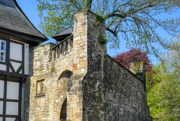 Bâtiment Colombages Tour Médiévale Weberturm Dans Vieux Centre Goslar — Photo