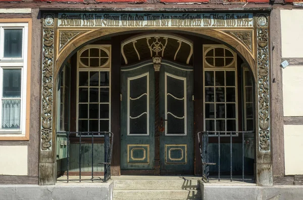 Hermosa Puerta Madera Vidrio Centro Antiguo Goslar — Foto de Stock