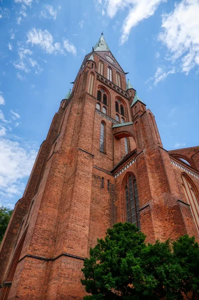 Schwerin Eski Merkezindeki Tarihi Katedralin Kulesi Stok Resim