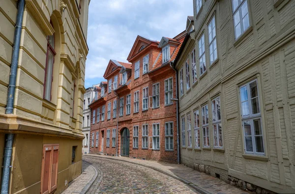 Schwerin Eski Merkezinde Tarihi Bir Cadde Telifsiz Stok Fotoğraflar