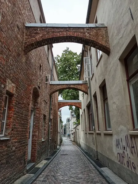 Rue Historique Étroite Dans Vieux Centre Lbeck — Photo