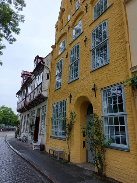 Historische Kleurrijke Gebouwen Bij Obertrave Lbeck — Stockfoto