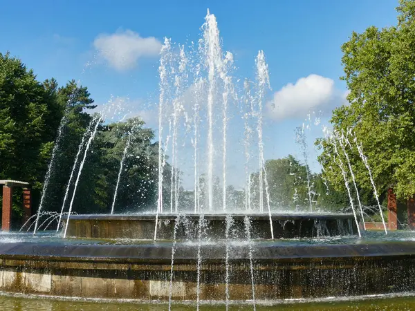 Fontaine Trompeuse Dans Parc Public Nord Düsseldorf — Photo