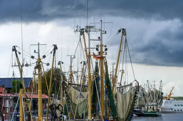 Fishing nets and fishing boats in Greetsiel harbour