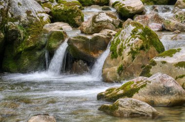 Two waterfalls and Kuhfluchtgraben creek in Farchant in Bavaria clipart