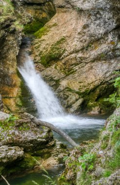 Bavyera 'daki Farchant dağlarında Kuhflucht şelalesi