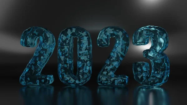 Rendering New Year Date 2023 Water Lots Air Bubbles Idea — Stock Photo, Image