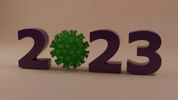 Rendering Tanggal 2023 Dengan Coronavirus Bukan Nol Penyakit Dan Epidemi Stok Foto