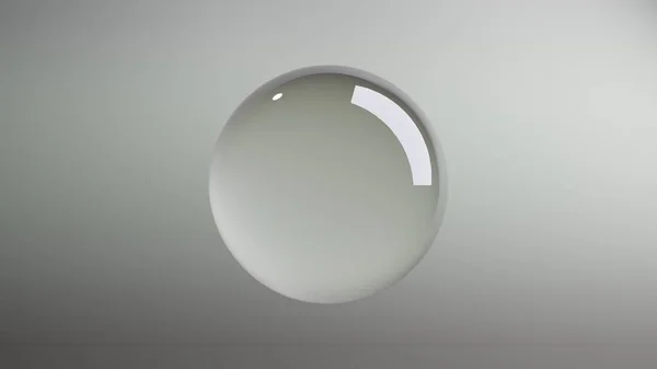 3d rendering of a large transparent sphere. A sphere made of glass. A drop of water. A ball on a gray background.