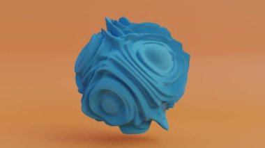 Loop 3d animation of a blue sphere that is covered with many waves of small hexagons. Abstract 3d animation.