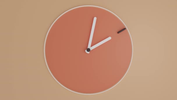 Loop Animation Clock Moving Hands Time Stamps Appearing Minimalist Design — Wideo stockowe