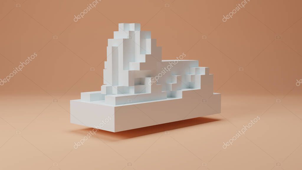3d rendering of a largepixel sphinx figure. minecraft Egyptian statues