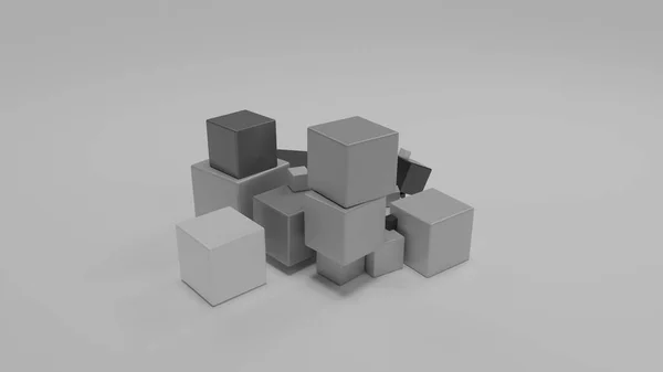 Rendering Set Monochrome Cubes White Surface Cubes Color Range Black — Stock Photo, Image