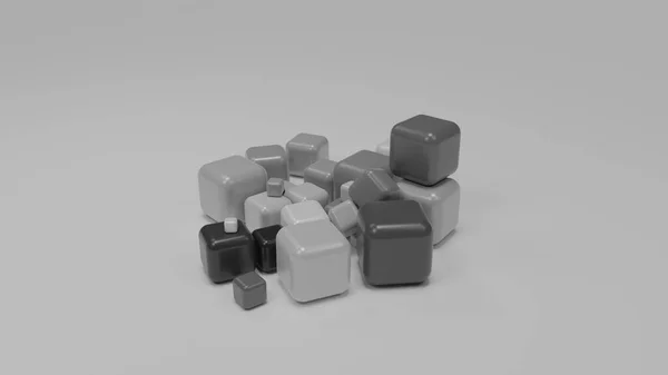 Візуалізація Набору Монохромних Кубиків Білій Поверхні Кубики Діапазоні Кольорів Від — стокове фото