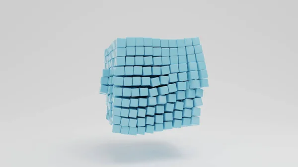 Renderização Uma Composição Abstrata Muitos Cubos Azuis Dispostos Estrutura Grande — Fotografia de Stock