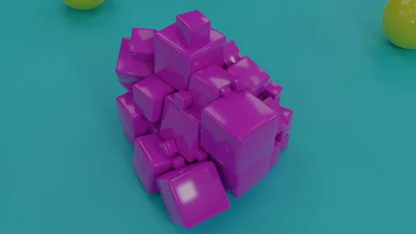 Representación Múltiples Cubos Diferentes Tamaños Mismo Color Montón Cubos Superficie — Foto de Stock