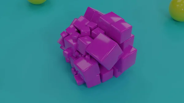 Рендеринг Нескольких Кубиков Разных Размеров Одного Цвета Куча Кубиков Поверхности — стоковое фото