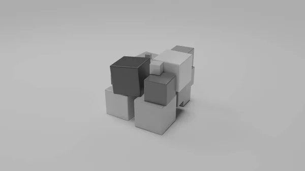 Rendering Set Monochrome Cubes White Surface Cubes Color Range Black — Stock Photo, Image