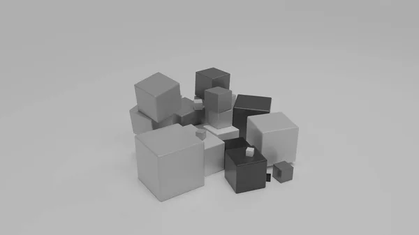 Візуалізація Набору Монохромних Кубиків Білій Поверхні Кубики Діапазоні Кольорів Від — стокове фото