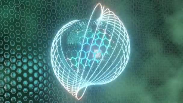 Boucle Animation Design Graphismes Numériques Sphère Futuriste Abstrait Nombreux Hexagones — Video