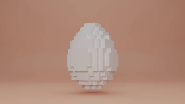 3Dレンダリング 卵の形を形成する多くのキューブのセット 解像度の低い卵の3次元画像 デジタルアートのアイデア Nft技術 — ストック写真