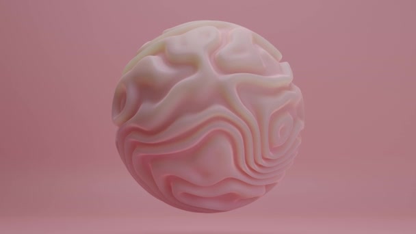 Bucle Animación Una Fantástica Esfera Rosa Con Curvas Ondas Superficie — Vídeo de stock