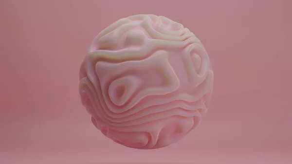Darstellung Einer Eleganten Abstrakten Rosa Kugel Mit Einer Gewellten Oberfläche — Stockfoto