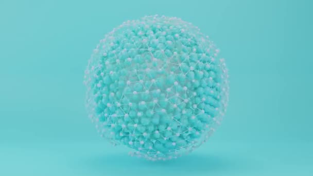 Loop Animation Einer Abstrakten Kugel Die Aus Einem Molekularen Gitter — Stockvideo