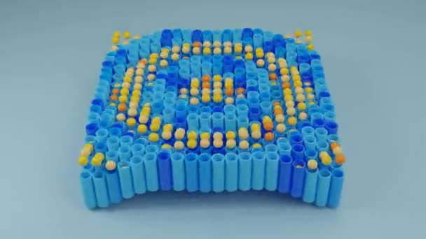 Birçok Tüp Silindir Küreden Oluşan Bir Dizinin Boyutlu Animasyonunu Yapın — Stok video