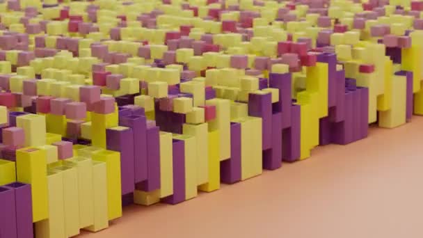 Pętla Animacja Wiele Kolorowych Kostek Latających Powracających Rur Kwadratowych Ruch — Wideo stockowe